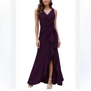 NWT FQA sleeveless ruffle long evening gown